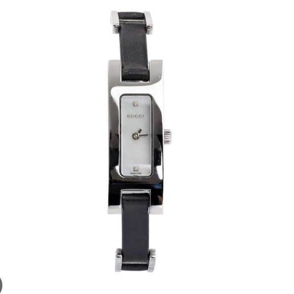 Gucci Accessories - GUCCI Stainless Steel & Leather 3900 Series 12 MM Mother of Pearl Diamond Watch